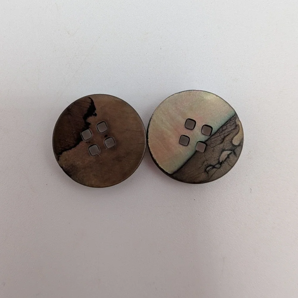 Gucci Buttons Brown Mother of Pearl 14mm Logo Replacement 2pc 4-Hole Flat Round